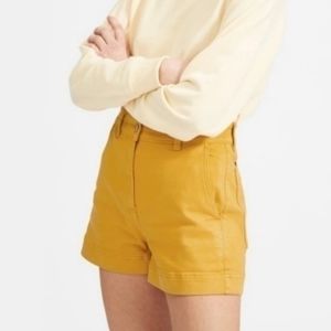 Everlane High Rise Cotton Twill Yellow Shorts Size 4